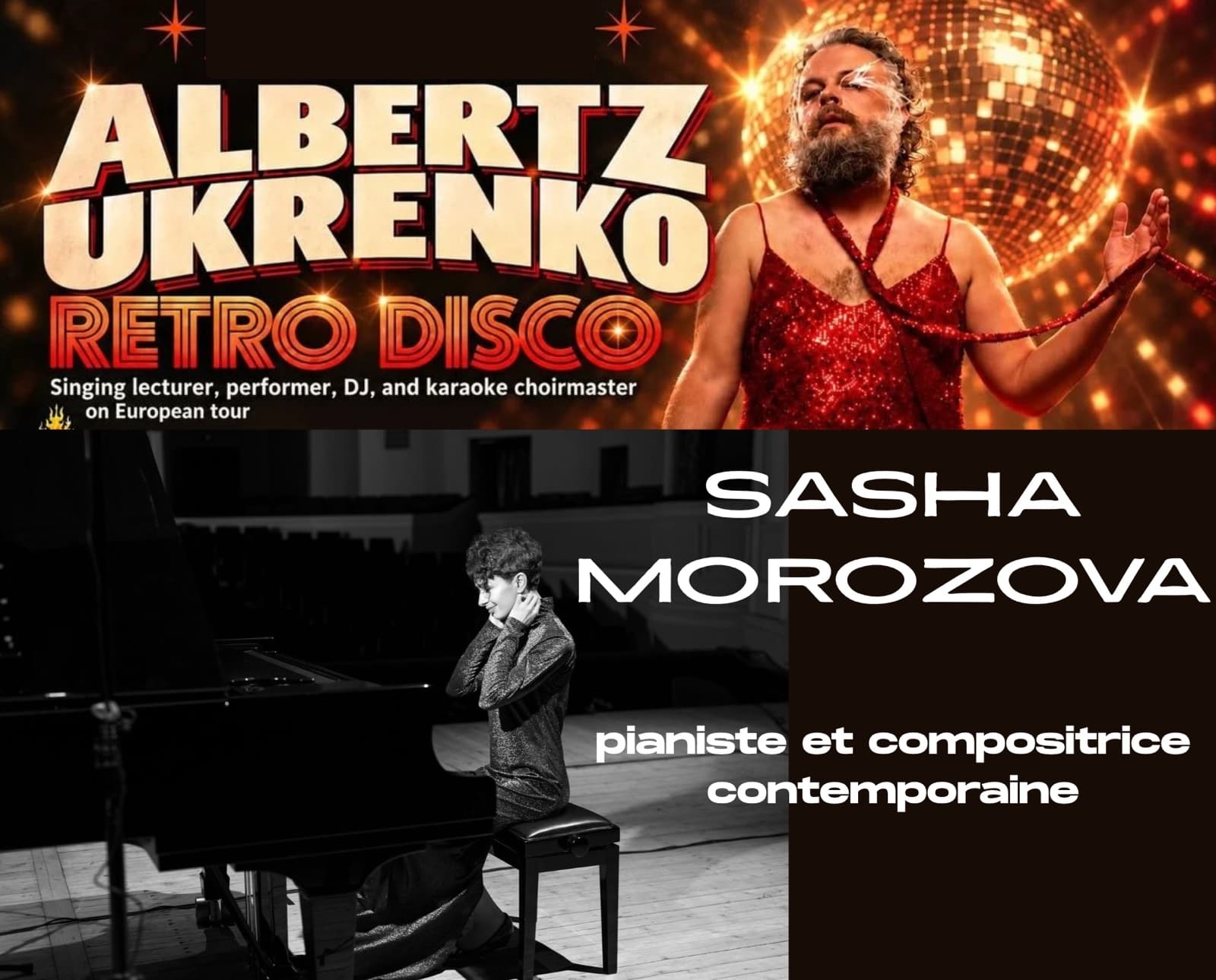 Albertz Ukrenko — Retro Disco, et Sasha Morozova, pianiste et compositrice contemporaine